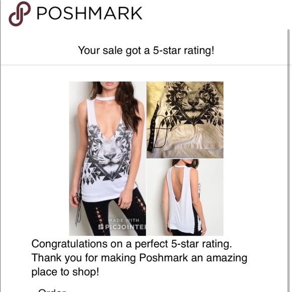 Last 1! WHITE BLACK LION PRINT GRAPHIC TANK TOP - Picture 7 of 7